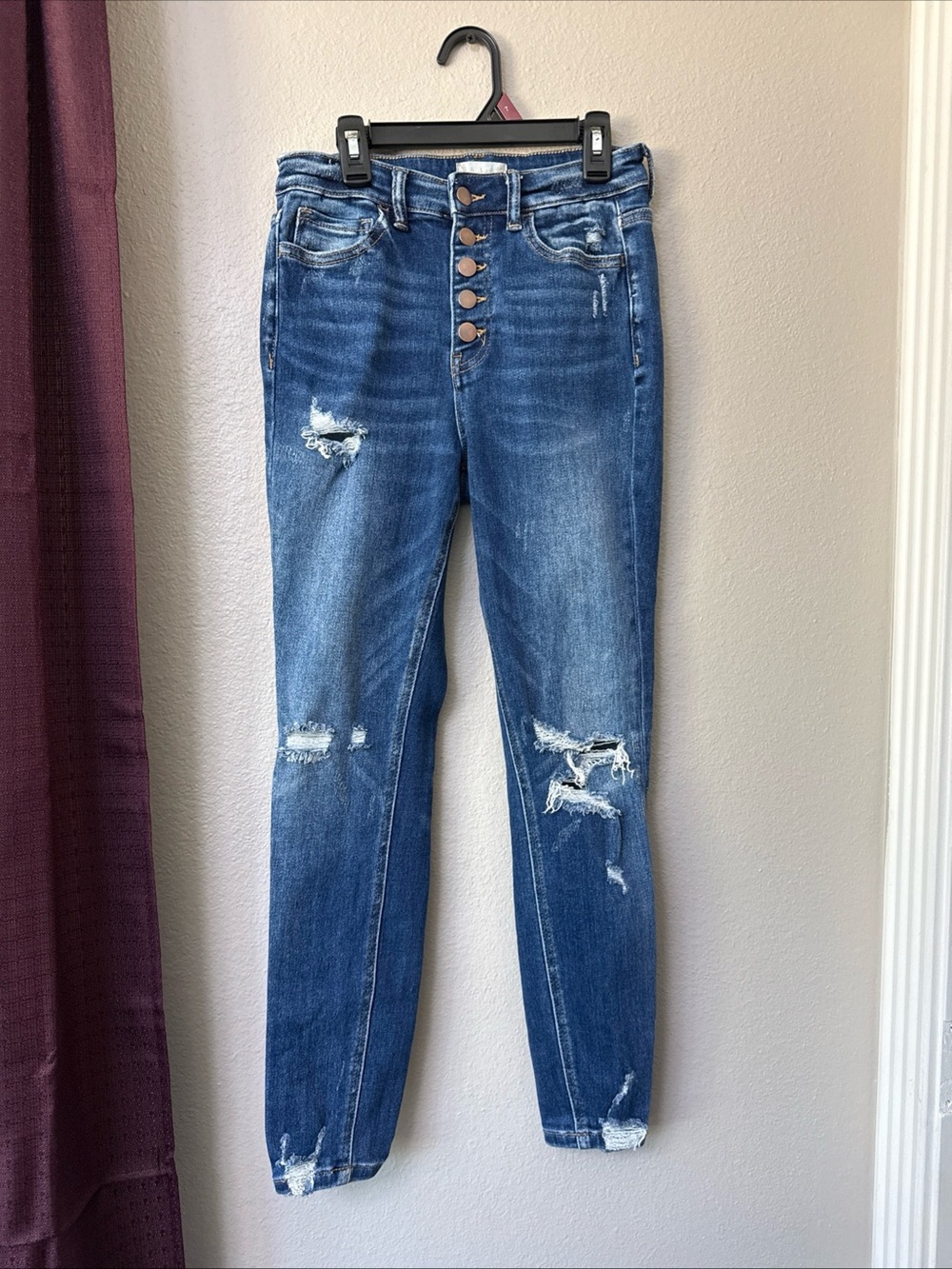 B8/4 Altard State button Fly Distressed Blue Jeans Size 27 Juniors